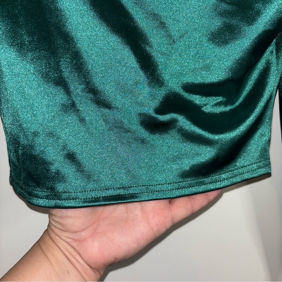 Fashion Nova Green Puff Sleeve Crop Blouse Size XS - Picture 11 of 15